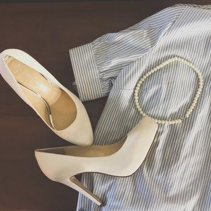 Jessica Simpson Parisah White Snakeskin Heels